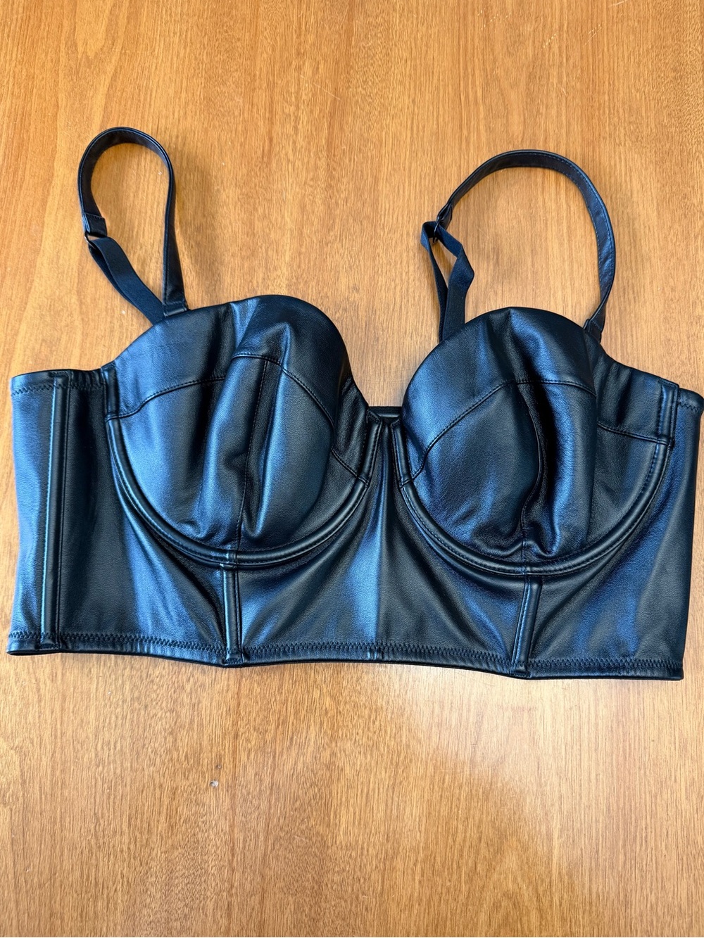 Victoria's Secret Black Faux Leather Longline Bustier